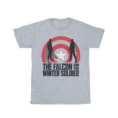 Мужская футболка с силуэтами щита «Сокол и Зимний Солдат»