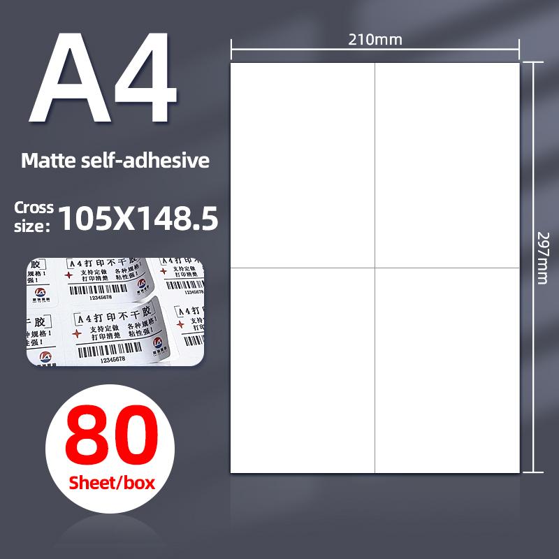 Customizable A4 Cutting Adhesive Sticker Label Waterproof for Laser Inkjet Printer Glossy Matte Factory Promotion Grocery
