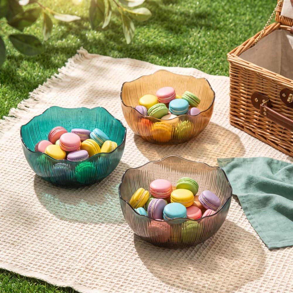 Flat Bottom Fruit Bowl Wave Edge Serving Dishes Fashionable Look Snack Basket Home Organization
