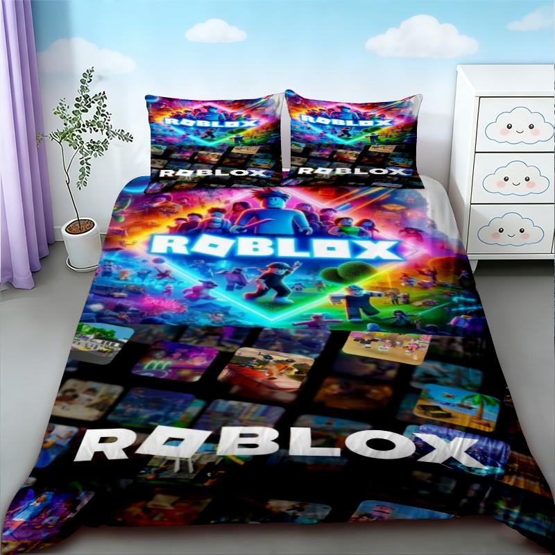 Подарки для детей Roblox Пододеяльник Мультяшный Комплект постельного белья Roblox Дышащий Удобный Пододеяльник Для декора спальни Общежитие