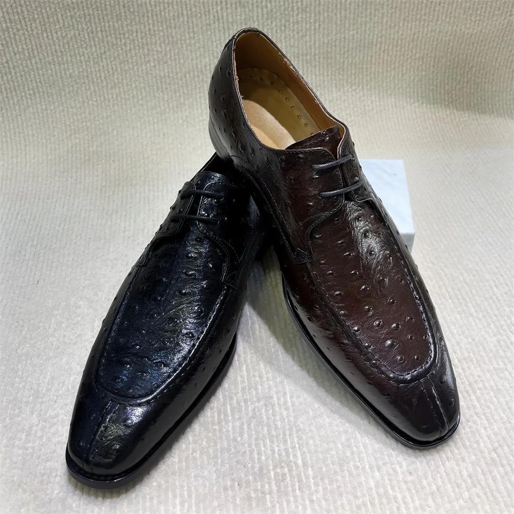 Модная мужская обувь из натуральной кожи для формальных мероприятий, с заостренным носком, на шнуровке, офисные оксфорды для бизнеса, черная, коричневая, банкетная обувь