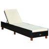 VidaXL Sun Lounger with Cushion Woven Resin Black