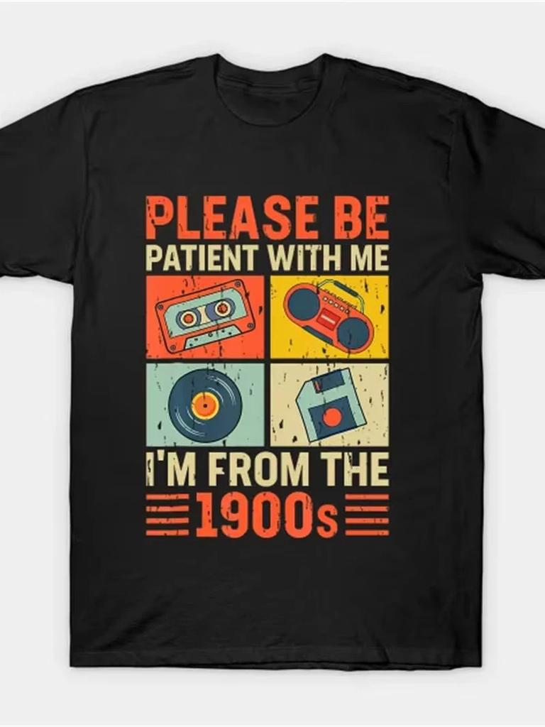 Men'S Vintage 90s Retro Graphic T-Shirt - Cassette Tape Boombox Vinyl Floppy Dis