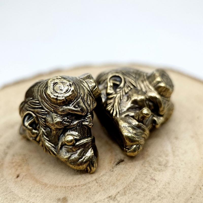 Smoking Demon Skull Head Brass Knife Beads EDC DIY Paracord Woven Bracelets Lanyard Key Chain Pendants Accessories Outdoor Tool Hangings