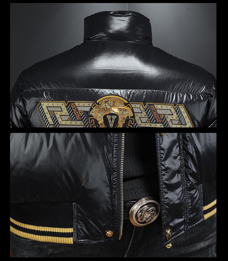 Мужская модная белая пуховая куртка с яркой поверхностью 2025 года - Утепленное и легкое зимнее пальто