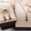 Fashion Gold Color Long Round Cubic Zirconia Drop Earrings Jewelry Sets For Women Simple Pendant Necklace Gift