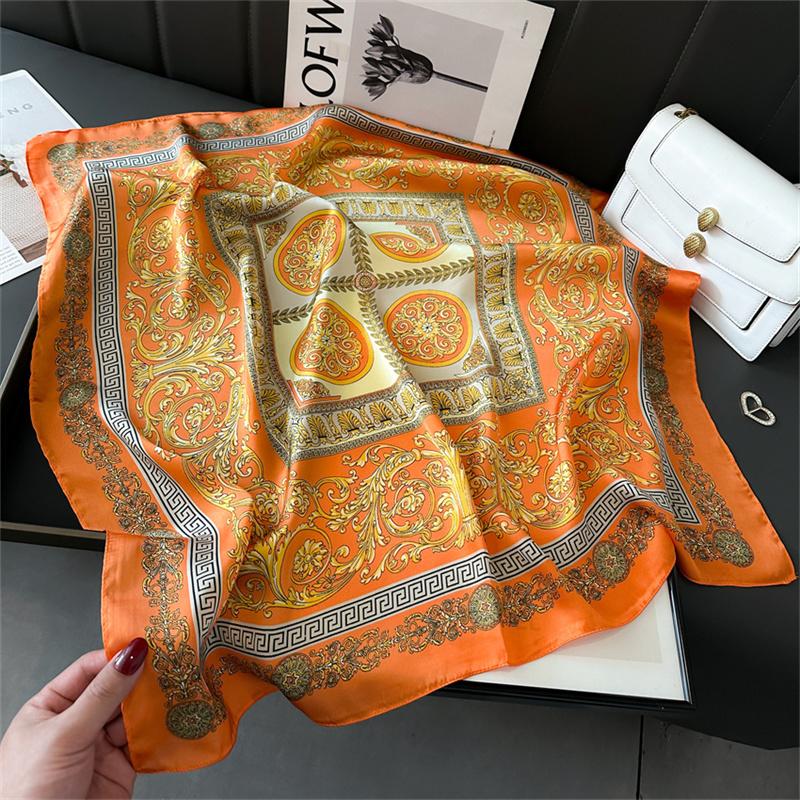 Luxury Brand Print Summer Neck Tie Shawl Silk Square Scarf Women 70cm Hair Hand Wrist Headkercheif Hijab Bandana
