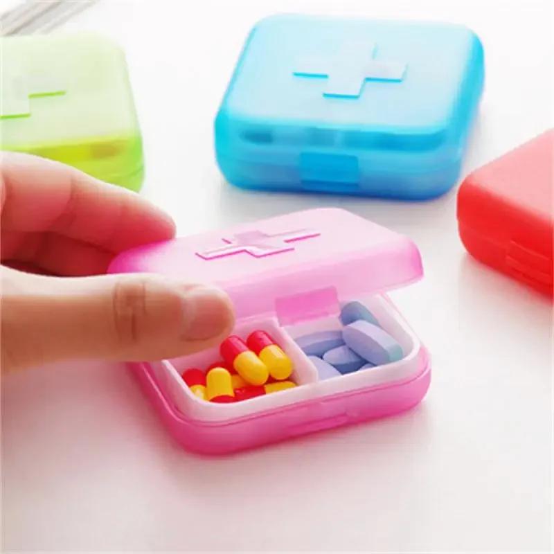 Mini Portable Pills Organizer Case 4 Grids PillBox Tablet Storage Container Weekly Medicine Pill's Box Pill Case Drug Dispense