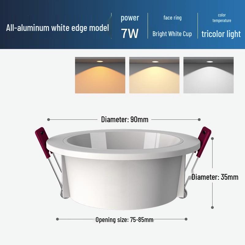 Ultra-Thin Anti-Glare Deep Cup Recessed Downlight for Living Room Ceiling