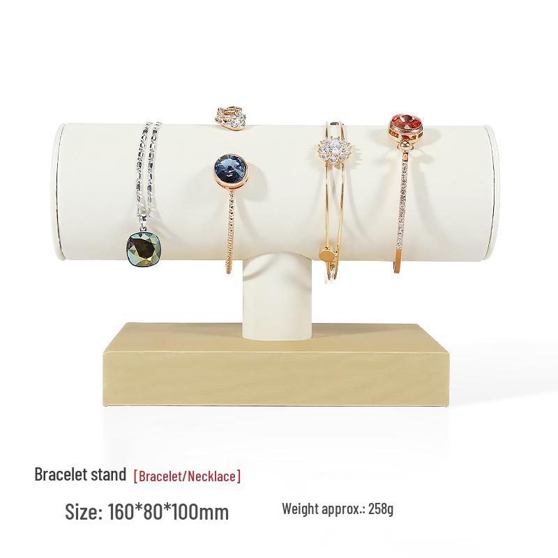 Бежевая подставка для демонстрации ювелирных изделий из жадеита из ПУ кожи для колец и подвесок