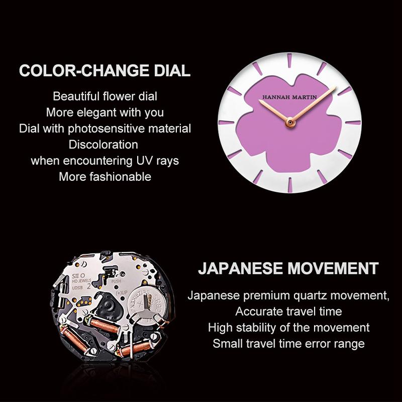 Changing Flowers Women Wristwatch Simple Fashion Pink Mesh Belt Japanese Movement Waterproof Quartz Women Watches