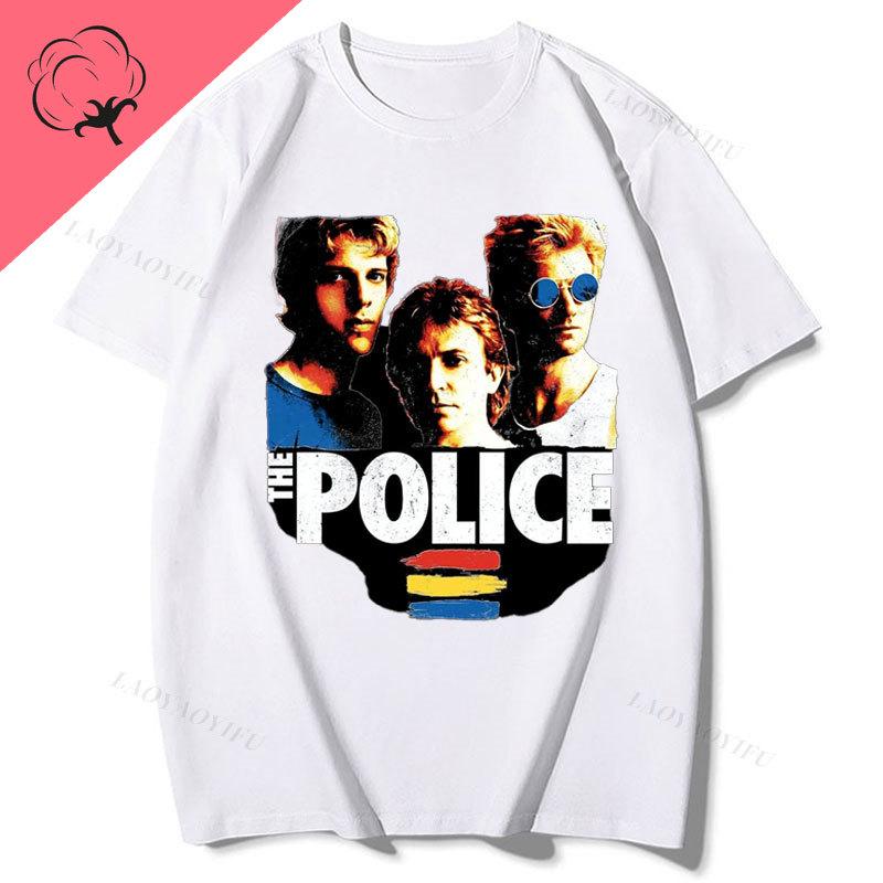 Футболка группы The Police Ghost in The Machine Tour 1982 Унисекс Женская футболка Винтажная Уличная одежда Харадзюку Готическая Хлопковая одежда