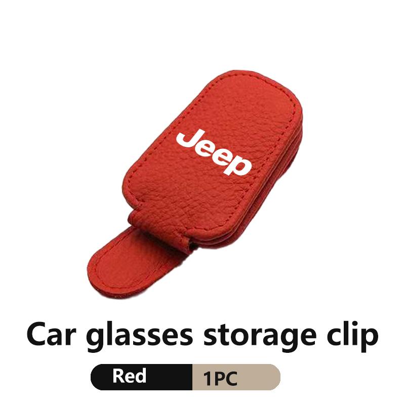 Car Magnetic Leather Eyeglass Holder Visor Sunglasses Clip Accessories For Jeep Grand Cherokee Wrangler JK Renegade Gladiator