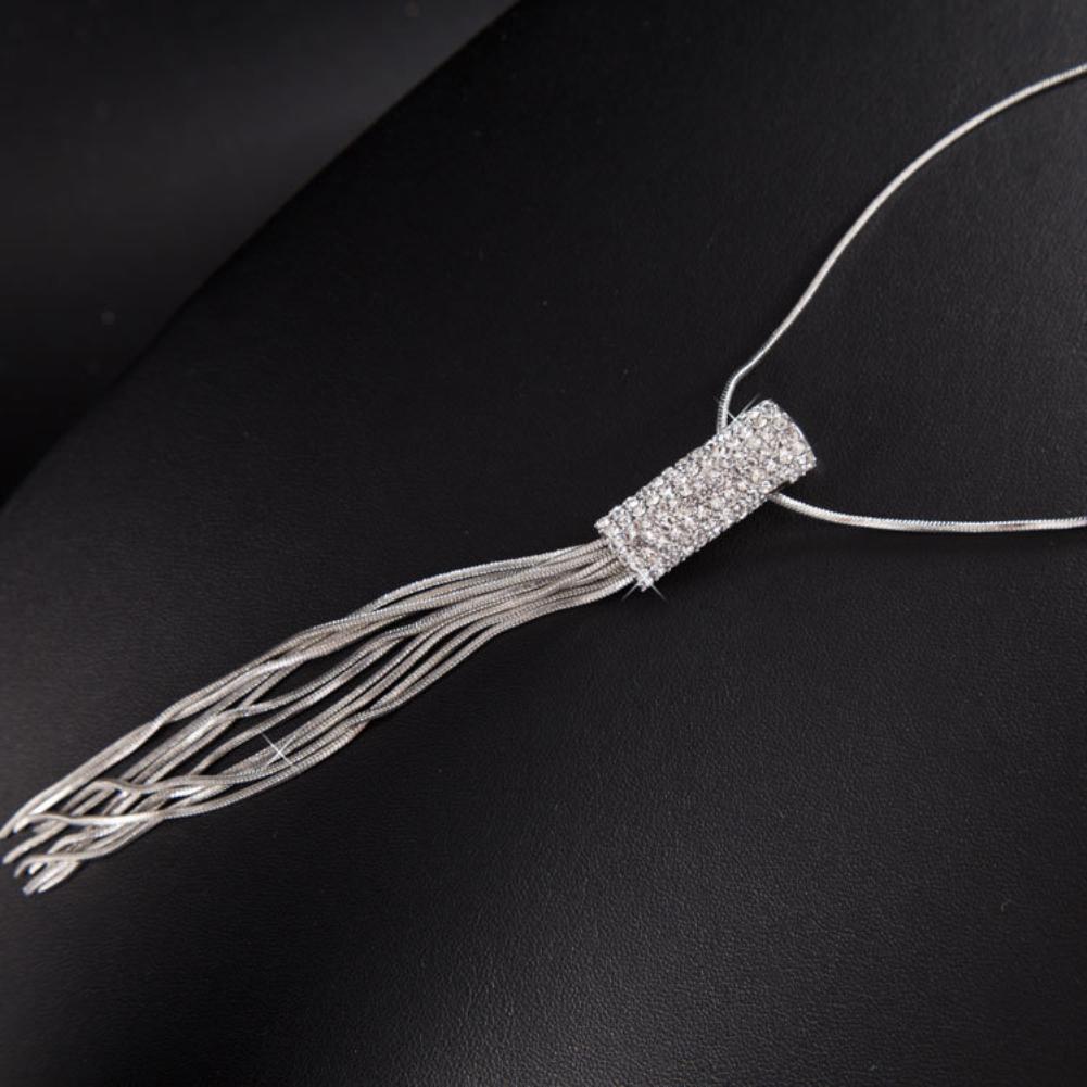 Женское ожерелье на длинной цепочке, с цирконами