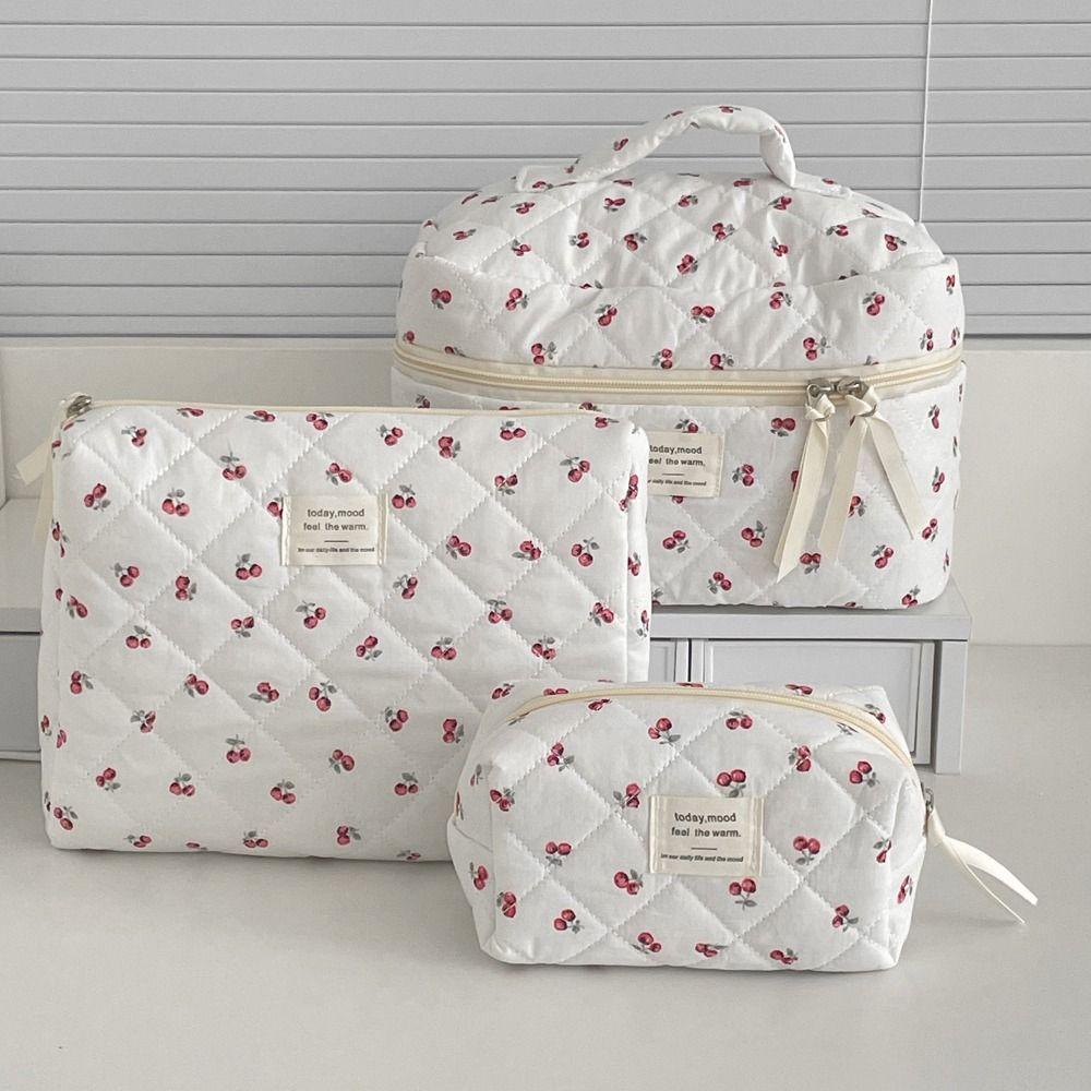 Floral Toiletry Cosmetic Pouch Flower Printed Makeup Lipstick Case Makeup Accessory
