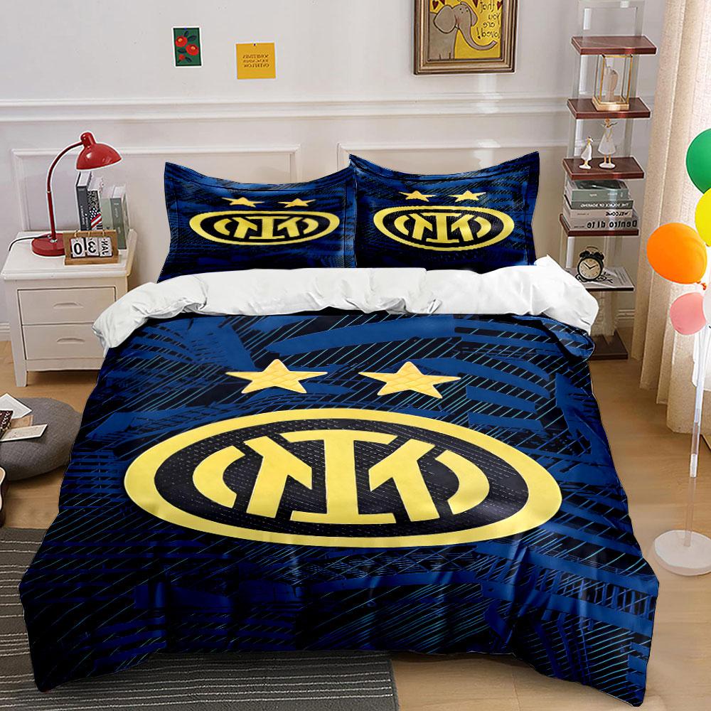 Yellow stars and Inter logo. Bedding sets Duvet cover sets Duvet covers Pillowcases(1 * Duvet Cover 2 * Pillowcases without duvet insert)