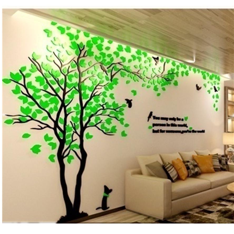 Зеркало Гостиная Наклейки на стену Дерево Стерео ТВ Диван Фон Кристалл Наклейки на стену