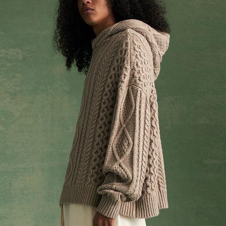 Fear of God Essentials FW23 Cable Knit Hoodie 'Core Heather' Men's 192BT234394F