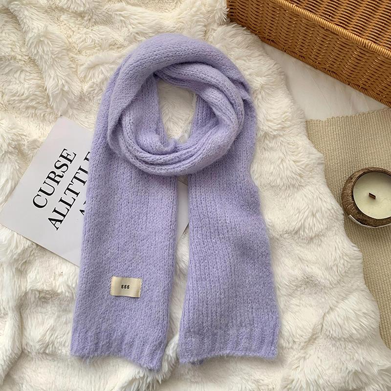 Шарф женский зимний высокого класса новый однотонный теплый шарф из имитации кашемира вязаный шарф шаль