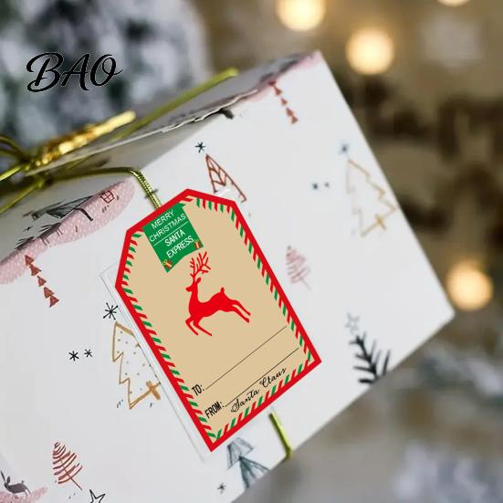 Writable Christmas Labels 250PCS/Roll Tags, Self Adhesive with Writing Surface, Present Sealing Stickers Seasonal Packaging for Decorative Envelopes