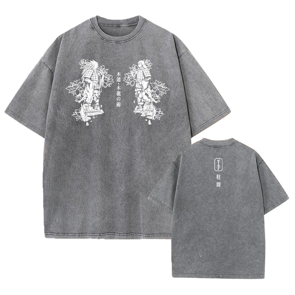 Уличная летняя футболка с коротким рукавом в винтажном стиле с японским принтом в стиле аниме, мужская повседневная свободная футболка в стиле Харадзюку с потертостями