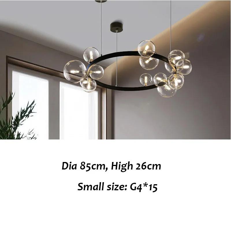 LED Modern Chandelier for Living Dining Room Ring Lights Clear Glass Bubble Ceiling Pendant Lamps Nordic Designer Hall Parlor