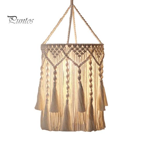 Абажур в стиле бохо с плетением, абажур ручной работы из макраме в стиле бохо, подвесной абажур из хлопковой веревки для спальни, гостиной, декора