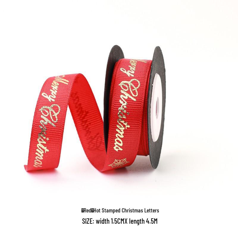 Festive Ribbon: Christmas Gift, New Year, Birthday - Red & Green Plaid with Hot Stamping for Gift Boxes & Bows