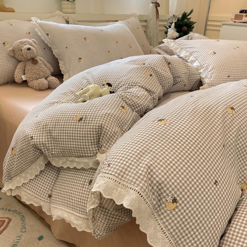 Cexuan Пуховое одеяло из белого гусиного пуха и хлопковый комплект постельного белья из 4 предметов