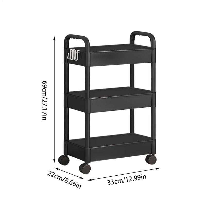 Household Multi-layer Small Cart Storage Rack Floor To Floor Kitchen Bedroom Bathroom Storage Rack With Wheels Rolling Cart