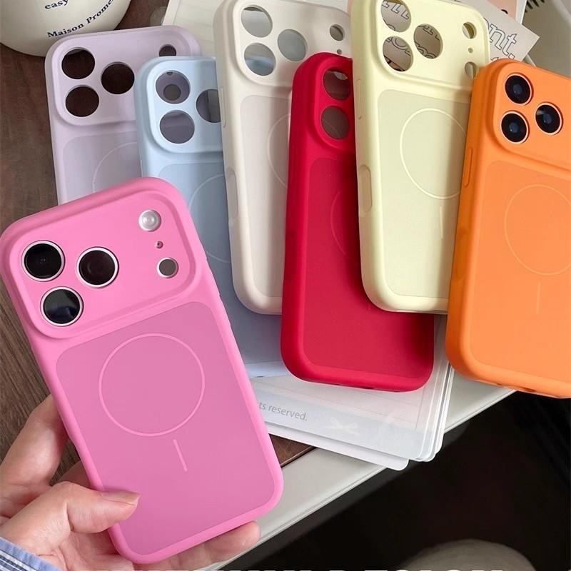 iPhone 17 Pro Max Liquid Silicone Magnetic Color-blocking Thin Protective Case