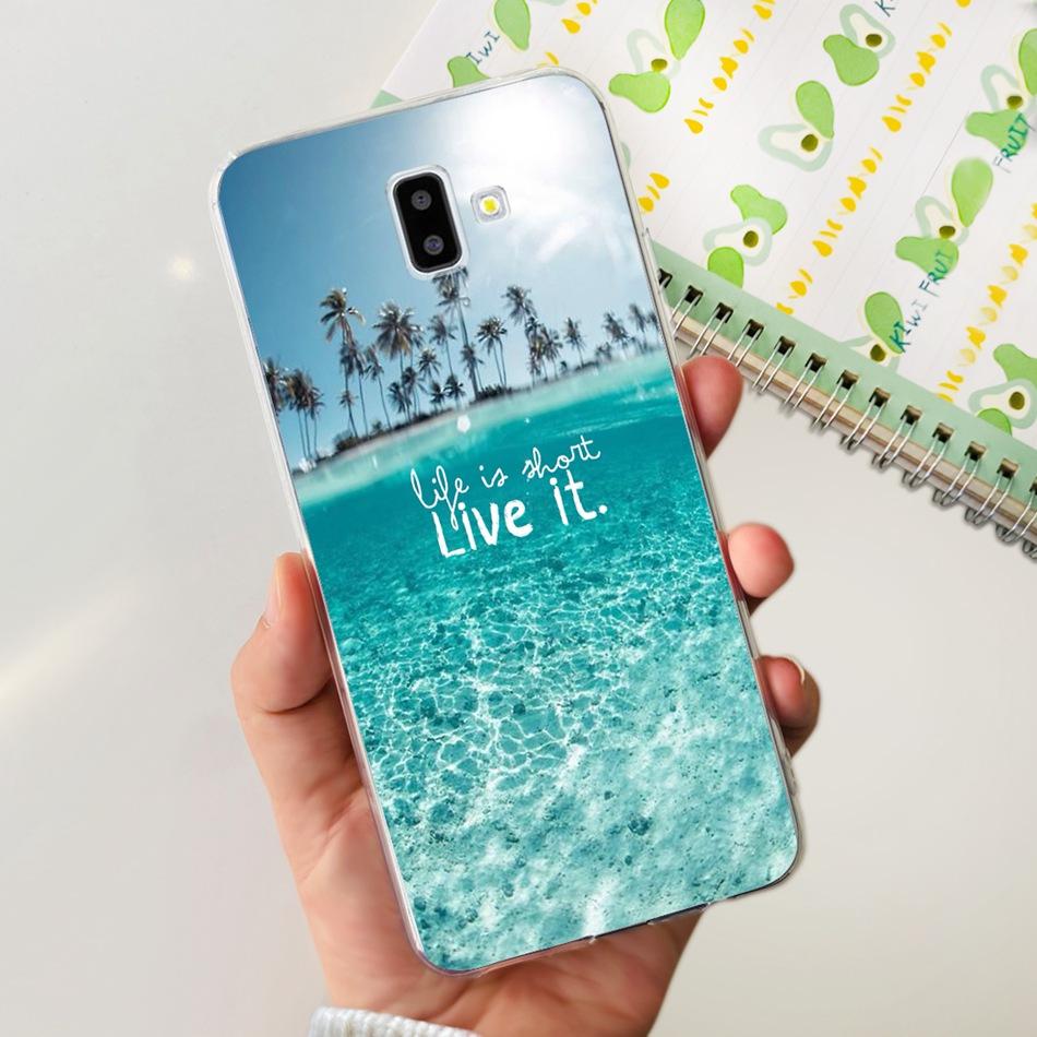 Чехол для Samsung Galaxy J6 Plus Samsung J6 2018 J 6 J6Plus J610F J600F Элегантная Печать Мягкий Силикон ТПУ Прозрачная Задняя Крышка Телефона