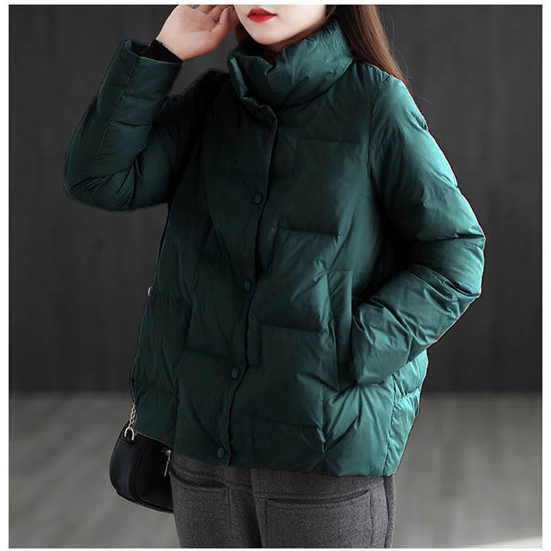 Зимняя стильная пуховая куртка с воротником-стойкой, женская свободная и универсальная легкая хлопковая куртка