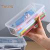 Transparent Stationery Box Pencil Case with Snap-Tight Lid Dustproof Large Capacity Stackable Pencil Holder Storage Container