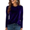 Women's Fashion Golden Velvet Solid Colour Round Neck Long Sleeve T-Shirt Top