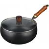 Acnivko Ancient-Made Large-Belly Pot, 24cm Iron Wok with Lid, Thick Non-Stick Non-Stick Pot with Deep Nitrogen Coating, Ideal for Home, Camping, and R