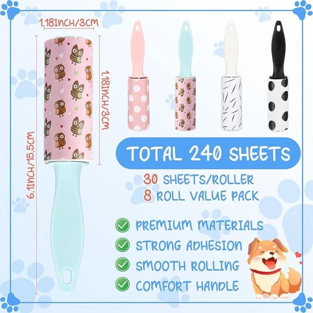 1/4pcs Mini Portable Lint Roller Clothes Dust Fluff Pet Hair Sticky Brush Rolls Clothes Coat Lint Roller Dog Pet Hair Remover