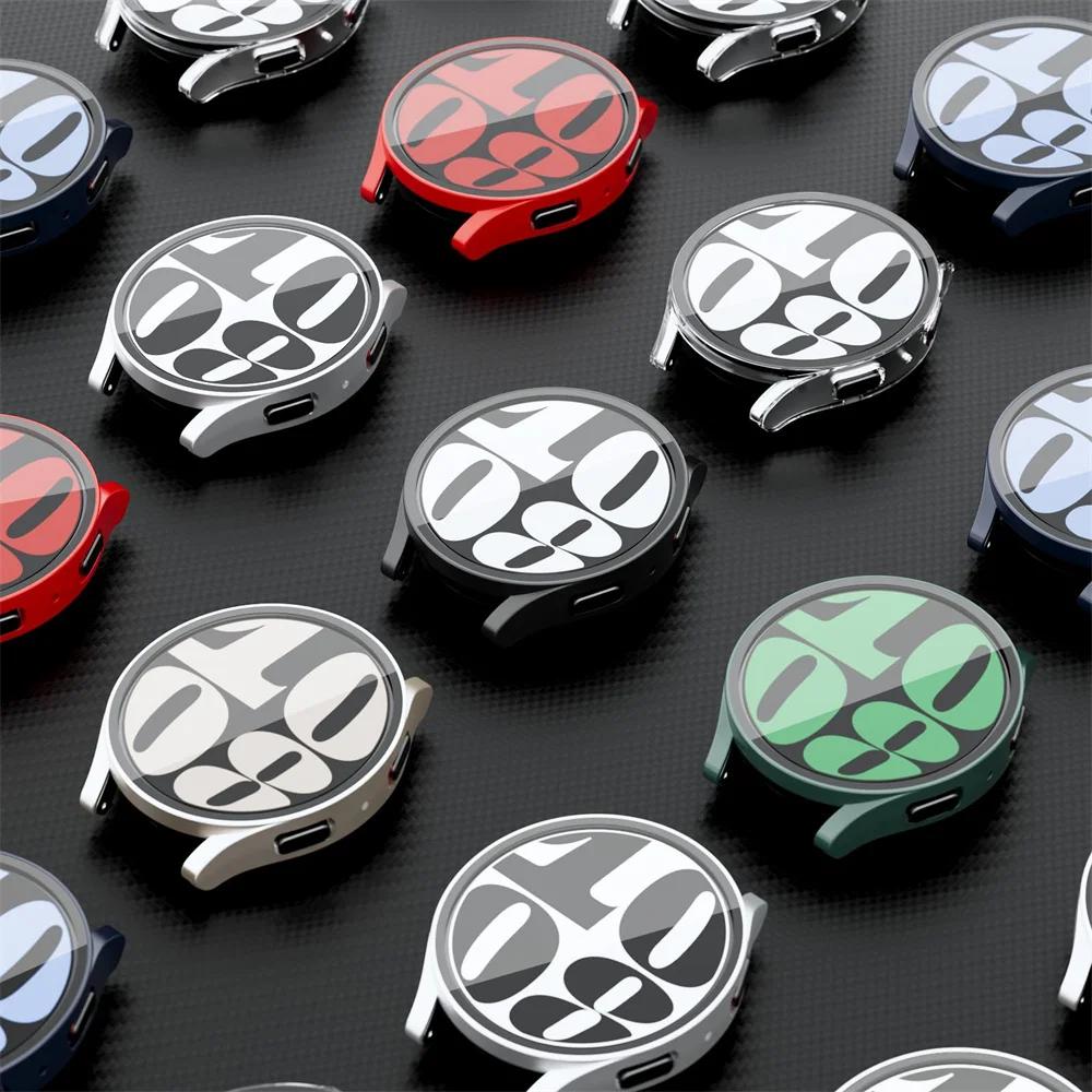 Glass+Case for Samsung Galaxy Watch 7/6/5/4 44mm 40mm Tempered cover Full PC bumper screen protector Galaxy watch FE Accessories