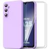 Case - BOOLING - for Samsung Galaxy A25 5G - Matte Purple Liquid Silicone - Anti-Scratch - 2 Tempered Glasses