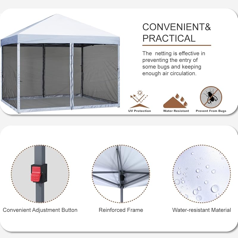 Главный навес (МАСТЕРКАНОПИ) Комплект сеток для палатки One Touch, 3-ступенчатая регулировка, защита от ультрафиолета, водостойкая стальная палатка для кемпинга One Touch с 2 шт.