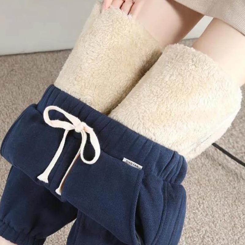 Зимние модные шаровары с эластичной резинкой на талии, утепленные спортивные штаны, теплые флисовые женские брюки
