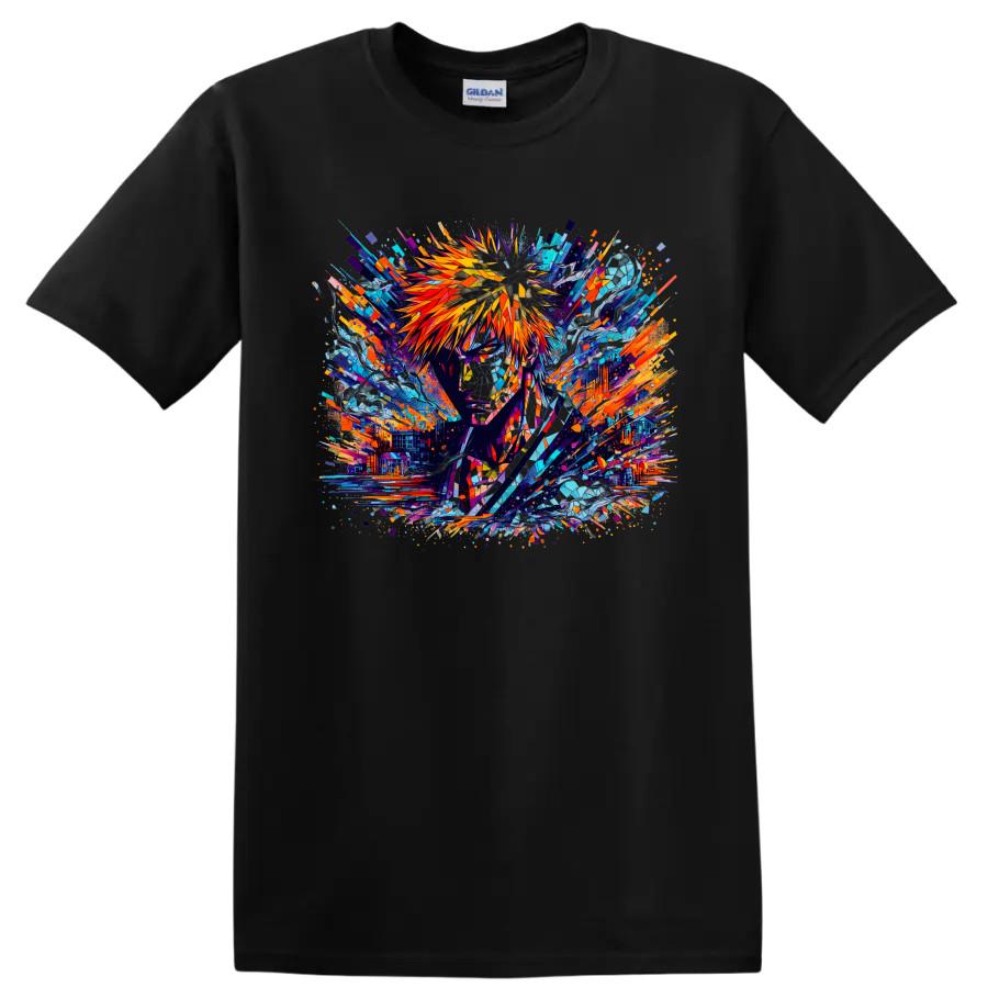 Bleach Ichigo Kurosaki Anime T Shirt Colorful Bold Abstract Manga Art Graphic