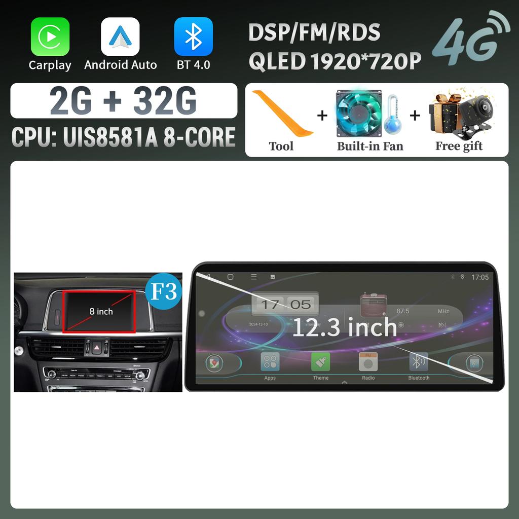 12,3-дюймовый Android 14 для KIA K5 Optima 2015 2016 2017 2018 2019 Автомагнитола Мультимедиа Навигация GPS Carplay Стерео Сенсорный экран