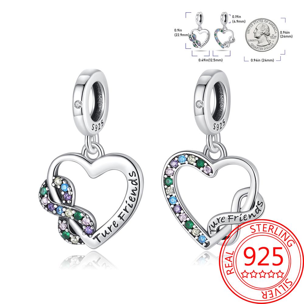 Медные Блестящие Розовые Подвески-Шармы в Форме Сердца Подходят для Оригинального Браслета для Женщин Ювелирные Изделия в Подарок на День Святого Валентина