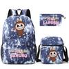 3Pcs/set Cartoon Printed Backpack Teenager Student Boy Girl Schoolbag Larger Capacity Bagpack Travel Bag Kid Gift Mochila