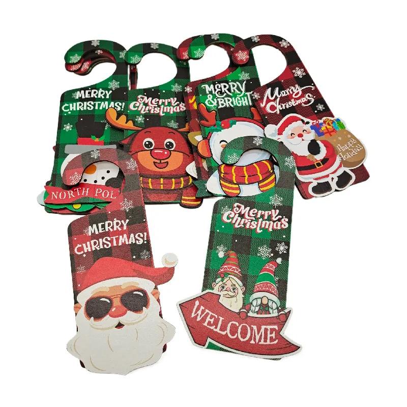 2025 Новые рождественские украшения бумажные дверные подвески Санта-Лось украшения для вечеринок реквизит дверной знак дверные ручки подвески украшения