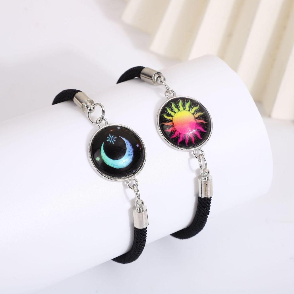 Светящиеся браслеты для пары «Солнце и Луна» - Ручная работа, плетеная веревка, подарок на День святого Валентина