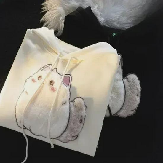 Женские толстовки с капюшоном на раннюю весну 2023 года: Тонкий, свободный, универсальный вышитый рисунок с изображением героев мультфильмов для весны и осени