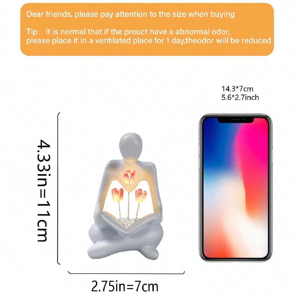 1pc Art Advanced Abstract Character Tulip Nightlight, Creative Decoration, Bedroom Decoration, Birthday Gift Minimum Decoration Accessories
