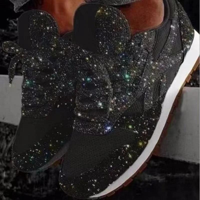 Женская обувь Тренд 2024 Кроссовки Блестящие Женские Вулканизированные Туфли Женские Кроссовки Для Увеличения Роста Массивные Кроссовки Для Бега Блестящие Туфли
